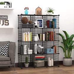 C&AHOME Wire Cube Storage Organizer, 12-Cube Metal Grid Storage, Storage Bins Shelving, Modular Bookshelf Shelves, DIY Closet Cabinet Ideal for Living Room,Office 36.6”L x 12.4”W x 48.4”H Black