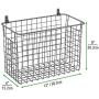mDesign Portable Metal Farmhouse Wall Decor Storage Organizer Basket Bin with Handles for Hanging in Entryway, Mudroom, Bedroom, Bathroom, Laundry Room - Wall Mount Hooks Included, 2 Pack - Graphite