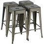 YAHEETECH 30 Inches Metal Bar Stools High Backless Stools Bar Height Stools Patio Furniture Indoor/Outdoor Stackable Kitchen Stools Dining Chair Set of 4