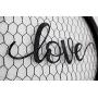 Parisloft Love Round Metal Wall Hanging Art Sign Word Love on Chicken Wire Round Framed and with Fabric Flower 12.2 x 12.2 x 1.4 Inches Black (Love)