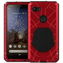 Feitenn Google Pixel 3A XL Case, Pixel 3A XL Case Heavy Duty, Gorilla Glass Armor Aluminum Alloy Metal Cover Bumper Military Shockproof Hard Defender Men Gift for Google Pixel 3A XL - Red