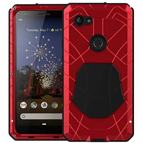 Feitenn Google Pixel 3A XL Case, Pixel 3A XL Case Heavy Duty, Gorilla Glass Armor Aluminum Alloy Metal Cover Bumper Military Shockproof Hard Defender Men Gift for Google Pixel 3A XL - Red