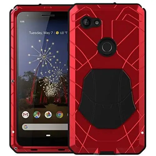 Feitenn Google Pixel 3A XL Case, Pixel 3A XL Case Heavy Duty, Gorilla Glass Armor Aluminum Alloy Metal Cover Bumper Military Shockproof Hard Defender Men Gift for Google Pixel 3A XL - Red