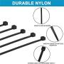 Hmrope 100pcs Cable Zip Ties Heavy Duty 8 Inch, Premium Plastic Wire Ties with 50 Pounds Tensile Strength, Self-Locking Black Nylon Tie Wraps for Indoor and Outdoor