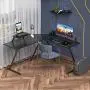 Coleshome L Shaped Desk, 51'' Home Office Corner Desk with Shelf, Gaming Computer Desk with Monitor Stand, PC Table Workstation with Shelf, Black Coleshome L Shaped Desk, 51'' Home Office Corner Desk with Shelf, Gaming Computer Desk with Monitor Stand, PC Table Workstation with Shelf, Black