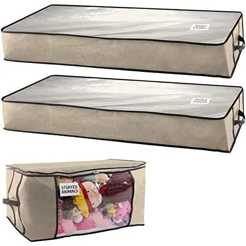 SmartCube Underbed Storage Bag – 2 Large Under-the-Bed Storage Containers plus Organizer Bin with Reinforced Handles and Metal Zippers – Foldable Under-Bed Storage Bags and Containers by Nest Neatly SmartCube Underbed Storage Bag – 2 Large Under-the-Bed Storage Containers plus Organizer Bin with Reinforced Handles and Metal Zippers – Foldable Under-Bed Storage Bags and Containers by Nest Neatly