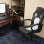 Furmax Office Chair Desk Leather Gaming Chair, High Back Ergonomic Adjustable Racing Chair,Task Swivel Executive Computer Chair Headrest and Lumbar Support Whote