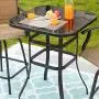 LOKATSE HOME Outdoor Bistro Bar Height Table Metal Frame Square Tempered Furniture Glass Top All Weather for Patio LOKATSE HOME Outdoor Bistro Bar Height Table Metal Frame Square Tempered Furniture Glass Top All Weather for Patio