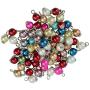 Dovewill 50 Pieces Colourful Charms Dangle Pendant Metal Flower Round Glass Pearl Beads - Silver