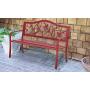 MFSTUDIO Outdoor Patio Garden Bench 50in Metal Seating Chair Furniture for Backyard, Porch, Lawn, Park, Pastoral Bird Design Back, Pink Red