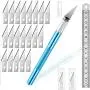 1 Pieces Craft Knife Hobby Knife with Safety Cap and Craft Ruler and 20Pieces Blades for Crafting and Cutting Carving (A- Blue) 1 Pieces Craft Knife Hobby Knife with Safety Cap and Craft Ruler and 20Pieces Blades for Crafting and Cutting Carving (A- Blue)