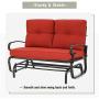 Incbruce Outdoor Swing Glider Rocking Chair Patio Bench for 2 Person, Garden Loveseat Seating Patio Steel Frame Chair Set with Cushion, Red