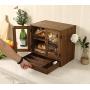 TQVAI Bamboo 2 Tier Bread Box with Clear Window and Cutlery Tray Double Layer Bread Storage Kitchen Countertop Bread Holder - Assembly Required, Retro Brown