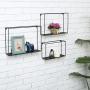 Modern Metal Wire Frame Shadow Boxes, Decorative Wire Cube Floating Shelves, Set of 3, Black
