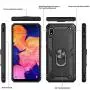 TJS Phone Case Compatible with Samsung Galaxy A10E 5.8'' (Not Fit Galaxy A10/M10), with [Full Coverage Tempered Glass Screen Protector] Resistant Defender Metal Ring Magnetic Support Cover (Blue)