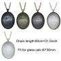 Julie Wang 10 Sets Mixed Oval Pendant Tray Bezel Blank Kit with Glass Cabochon and Chain for Jewelry Making Necklace 40x30mm