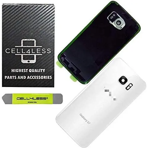 CELL4LESS Compatible Back Glass Cover Back Door w/Installed Camera Lens, Custom Removal Tool & Installed Adhesive Replacement for Samsung Galaxy S7 - All Models G930 - OEM Replacement (White) CELL4LESS Compatible Back Glass Cover Back Door w/Installed Camera Lens, Custom Removal Tool & Installed Adhesive Replacement for Samsung Galaxy S7 - All Models G930 - OEM Replacement (White)