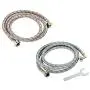 Washing Machine Hoses (4FT) - Universal Fit - (2 Pack) 90 Degree Braided Stainless Steel Water Supply Line - Burst Proof - Includes Wrench for Easy Installation