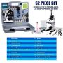 AmScope 120X-1200X 52-pcs Kids Beginner Microscope STEM Kit with Metal Body Microscope, Plastic Slides + PS25 Prepared Microscope Slide Set for Basic Biological Science Education, 25 Slides