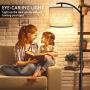Rottogoon Floor Lamp for Living Room, LED Standing Lamp with 2 Lamp Shades Tall Industrial Floor Lamp Reading for Bedroom, Office, Study Room (9W LED Bulb, Beige & Dark Green Shades Included) - Black