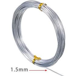 65.6 Feet Silver Aluminum Craft Wire, Soft and Flexible Metal Armature Wire for DIY Manual Arts and Crafts (1.5 mm)