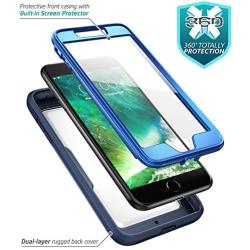 i-Blason Magma Series Case for iPhone 8 Plus 2017/iPhone 7 Plus, Heavy Duty Protection Full Body Bumper Case with Built-in Screen Protector, Includes Removable Beltclip Holster (MetallicBlue)