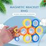 NSKER 3PCS Fidget Toys for Anxiety-Cool Finger Stress Relief Magnetic Rings Office School Stress Toys Magnet Magnetic Fingertip Toy Magnetic Game Unzip Toys for Men,Women and Kids-Deep Blue