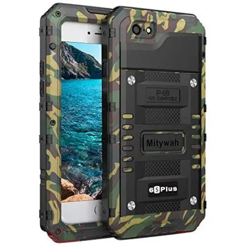 Mitywah Waterproof Case Compatible with iPhone 6/ 6S Plus,Heavy Duty Durable Metal Full Body Protective Case Built-in Screen Protection Shockproof Dustproof Rugged Military Grade Defender, Camouflage Mitywah Waterproof Case Compatible with iPhone 6/ 6S Plus,Heavy Duty Durable Metal Full Body Protective Case Built-in Screen Protection Shockproof Dustproof Rugged Military Grade Defender, Camouflage
