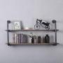 Industrial Pipe Shelving Wall Mounted,48in Rustic Metal Floating Shelves,Steampunk Real Wood Book Shelves,Wall Shelf Unit Bookshelf Hanging Wall Shelves,Farmhouse Kitchen Bar Shelving(2 Tier)