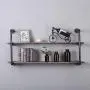 Industrial Pipe Shelving Wall Mounted,48in Rustic Metal Floating Shelves,Steampunk Real Wood Book Shelves,Wall Shelf Unit Bookshelf Hanging Wall Shelves,Farmhouse Kitchen Bar Shelving(2 Tier)