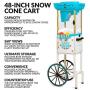 Nostalgia Inch Tall Snow Cone Cart, Metal Scoop Makes 48 Icy Treats, Includes Storage Compartment, Wheels For Easy Mobility – White/Blue Nostalgia Inch Tall Snow Cone Cart, Metal Scoop Makes 48 Icy Treats, Includes Storage Compartment, Wheels For Easy Mobility – White/Blue
