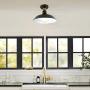 Semi Flush Mount Ceiling Light 12-inch Farmhouse Metal Rustic Lighting Fixture, Antique Brass Mount & Rich-Oil Rubbed Bronze Finish, Industrial Pendant Lights Fixtures for Indoor Outdoor 2Pack