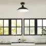 Semi Flush Mount Ceiling Light 12-inch Farmhouse Metal Rustic Lighting Fixture, Antique Brass Mount & Rich-Oil Rubbed Bronze Finish, Industrial Pendant Lights Fixtures for Indoor Outdoor 2Pack