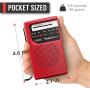 PowerBear Portable Radio | AM/FM, 2AA Battery Operated with Long Range Reception for Indoor, Outdoor & Emergency Use | Radio with Speaker & Headphone Jack (Red)