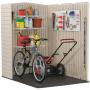 Rubbermaid Large Plastic Vertical Resin Weather Resistant Storage Shed, Bike Shed, Lawn Mover Storage, 5 x 6 Feet, Sandstone