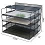 LUCYCAZ Stackable Paper Tray 4 Tier Document Desk Organizer Metal Mesh File Holder for Home Office School Black