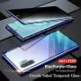 Anti-Spy Anti-Peeping Galaxy Note 9 360° Full Body Case,Clear Double Sided Tempered Glass [Magnetic Adsorption] Metal Bumper Protection Privacy Cover for Note9 (Blue, GalaxyNote9)