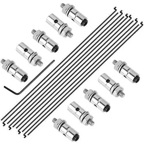 HobbyPark 20pcs 1.3mm Adjustable Pushrod Connector Linkage Stopper & Φ1.2mm x L180mm Steel Z Style Pushrods Parts for RC Airplane Plane Boat Replacement