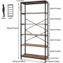 5 Tier Industrial Bookshelf, Tall Bookshelf, Vintage Free Standing Storage Shelf Units, Metal and Wood Book Shelves for Bedroom Living Room Home Office