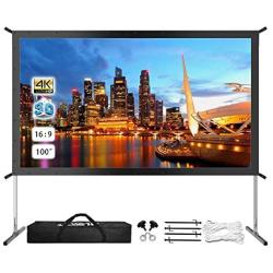 Rear Projector Screen with Stand, Upgraded 3 Layers Rear Projection Screen 100 in 4K 16:9 HD, Outdoor/Indoor Portable Movie Screen for Home Theater Office Presentation Backyard Movie