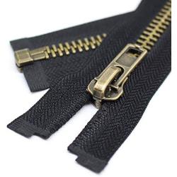 YaHoGa #8 26 Inch Antique Brass Separating Jacket Zipper Y-Teeth Metal Zipper Heavy Duty Metal Zippers for Jackets Sewing Coats Crafts (26'' Anti-Brass)