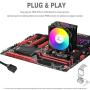 upHere N1055CF CPU Cooler Dynamic Rainbow LED,5 Copper Heat Pipes,120mm PWM Fan, Aluminum Fins for AMD Ryzen/Intel
