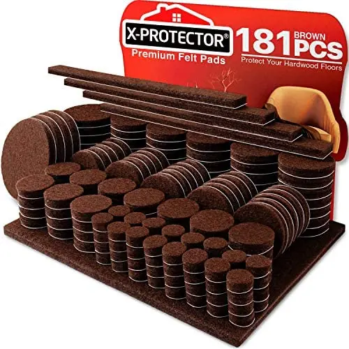 X-PROTECTOR Premium Ultra Large Pack Felt Furniture Pads 181 Piece! Felt Pads Furniture Feet All Sizes – Your Best Wood Floor Protectors. Protect Your Hardwood Flooring with 100% Satisfaction! X-PROTECTOR Premium Ultra Large Pack Felt Furniture Pads 181 Piece! Felt Pads Furniture Feet All Sizes – Your Best Wood Floor Protectors. Protect Your Hardwood Flooring with 100% Satisfaction!