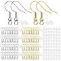 100 Pair 925 Silver Hypoallergenic Earring Hooks, Earring Making Supplies Kit with Ear Wires Fish Hooks and Clear Rubber Earring Backs for DIY Jewelry Making