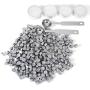 Silver Sealing Wax Beads, Yoption 300 Pieces Octagon Wax Seal Beads Kit with 2 Melting Spoon and 4 Candles for Seal Stamp (Silver)