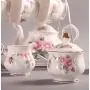 ufengke 15 Piece European Bone China Coffee Cup Set, Ceramic Porcelain Tea Cup Set with Metal Holder, Tea Gift Sets, Pink Camellia Painting