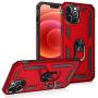 UNKNOK Compatible with iPhone 12 5G Case, iPhone 12 Pro 5G Case [Military Grade ] Drop Tested Metal Rotating Ring Kickstand Magnetic Support Cover for iPhone 12 and iPhone 12 Pro 6.1 Inch (Red)