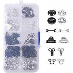 50 Pairs 3 Styles Skirt Hooks and Eyes Sewing Hook, Sewing Snaps Clothing Fixing Tools with Metal Snaps Buttons Fasteners Press Studs for Trousers Skirt Dress Bra Sewing DIY Crafting, 2 Colors