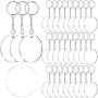 Acrylic Keychain Blanks, 30 Pcs 2 Inch Diameter Round Acrylic Clear Discs Circles with 30 Pcs Metal Split Key Chain Rings