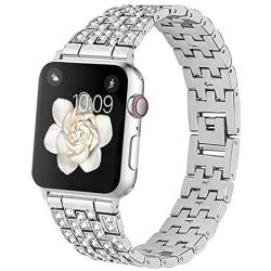 Dsytom Bing Band Compatible with Apple Watch Band 38mm 40mm 42mm 44mm,Jewelry Replacement Metal Wristband Strap for iWatch Band Series 6/5/4/3/2/1/SE(Silver)